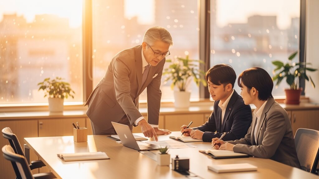 メンターが社員に教えている様子